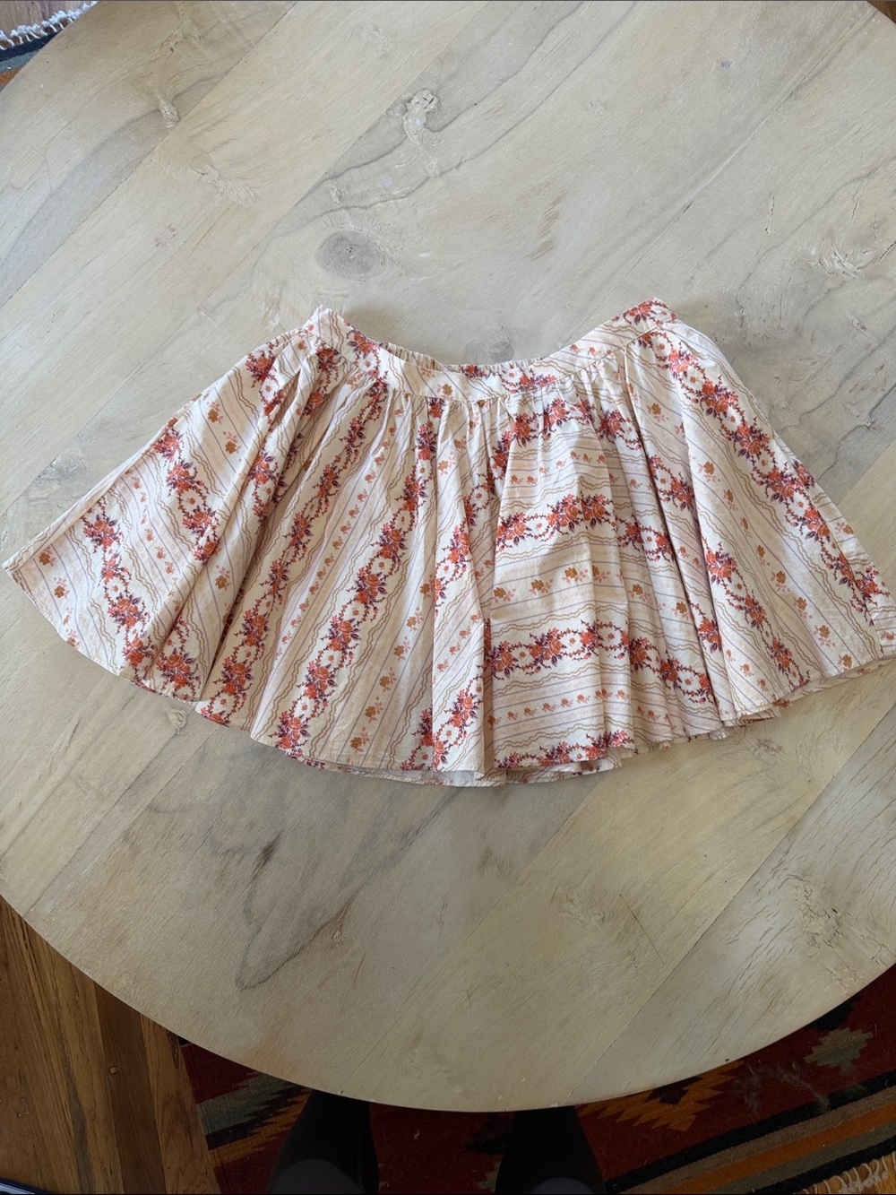 Free People Cream and Rust Floral Skater Skirt